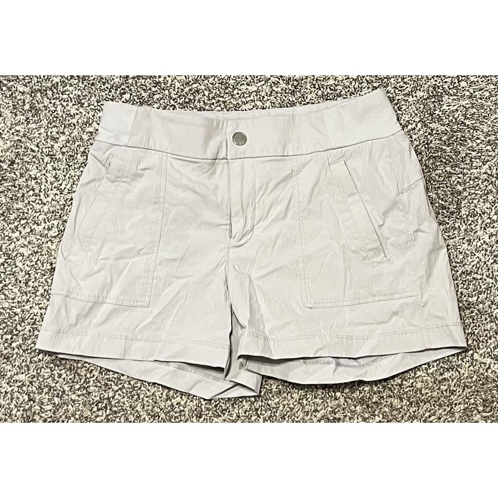 Athleta Shorts Womens 2 Khaki Lightweight Hiking Walking Elastic Waist Pockets - Picture 1 of 9